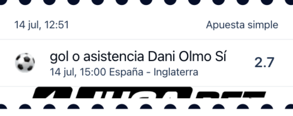 Dani Olmo asiste o anota a 2.7
España ganador a 2.51